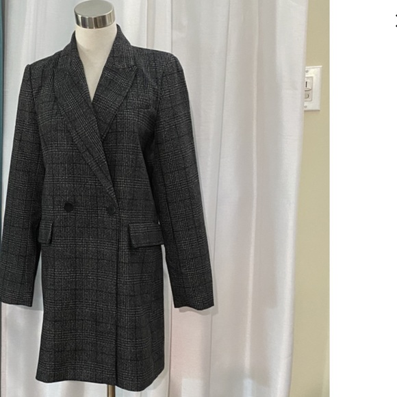 Rachel Zoe Black & White Tweed Plaid Coat, Women's Size Medium NWT - Picture 3 of 5